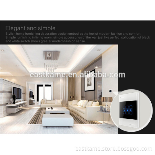 White 3 Gang Crystal Glass Panel 433MHZ WIFI Smart Light Controlled Power Remote Switch